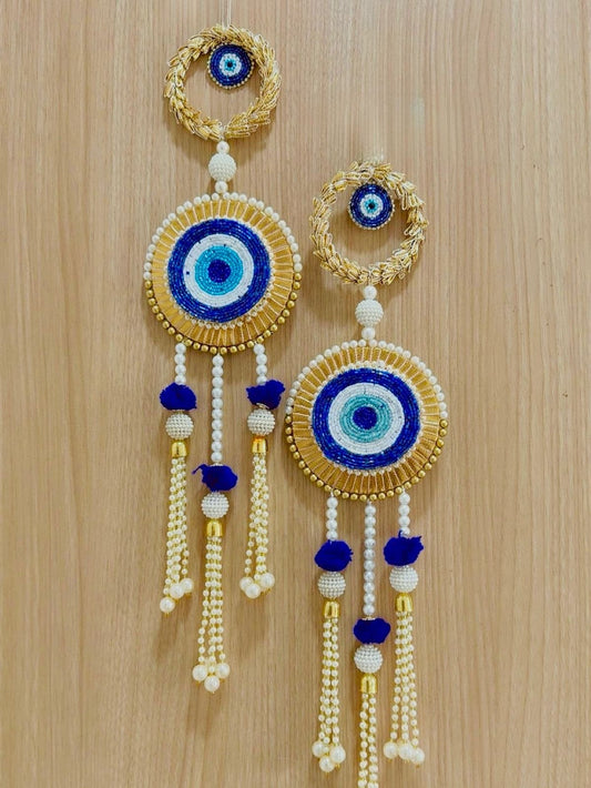 Nutts Decorative Handmade Multicolour Evil Eye Hanging for Decoration | Haging for Home and Office Decor | Diwali and Festive Decor Hanging (Pack of 2)