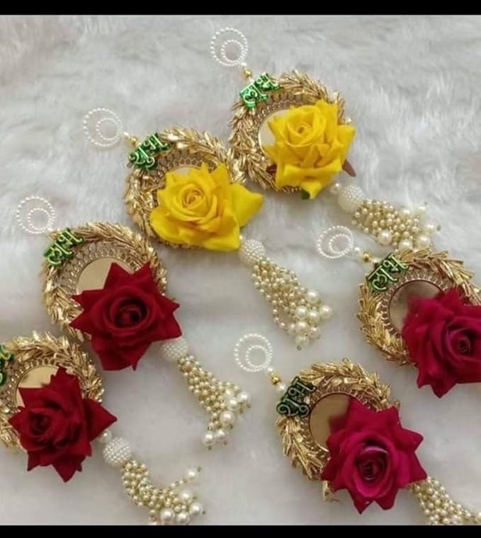 Nutts Decorative Velvet Rose Shubh labh Small Wall Hanging | Perfect for Home & Office | Wall Hanging for Main Door | Enhance Your Space with Graceful Touches Pack of 2 (SMALL90)