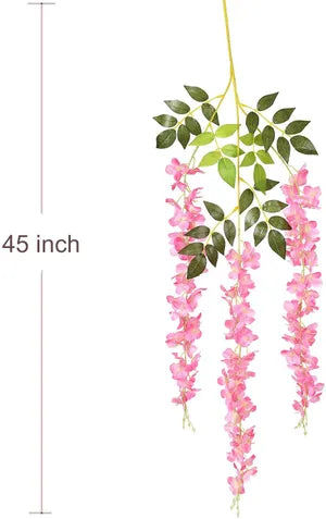 Blush Pink Artificial Wisteria Hanging Garland Silk Long Hanging Bush Flowers String Home Party Wedding Decor (Blush 12)