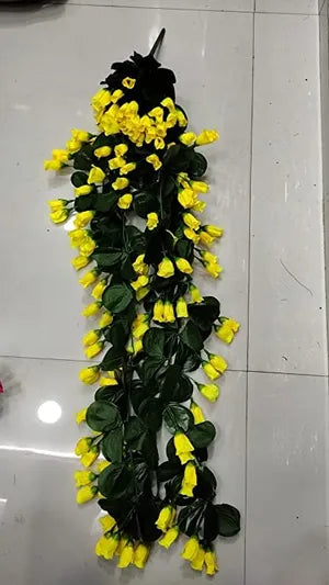 Yellow Artificial Flowers Hanging Orchid Rose Shaped for Decoration