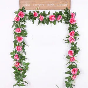 Pink Artificial Flower Vine Hanging Silk Rose Garland for Wedding Venue Backdrops Flower Walls Photo Background Bridal Showers Baby Showers and Event Decor
