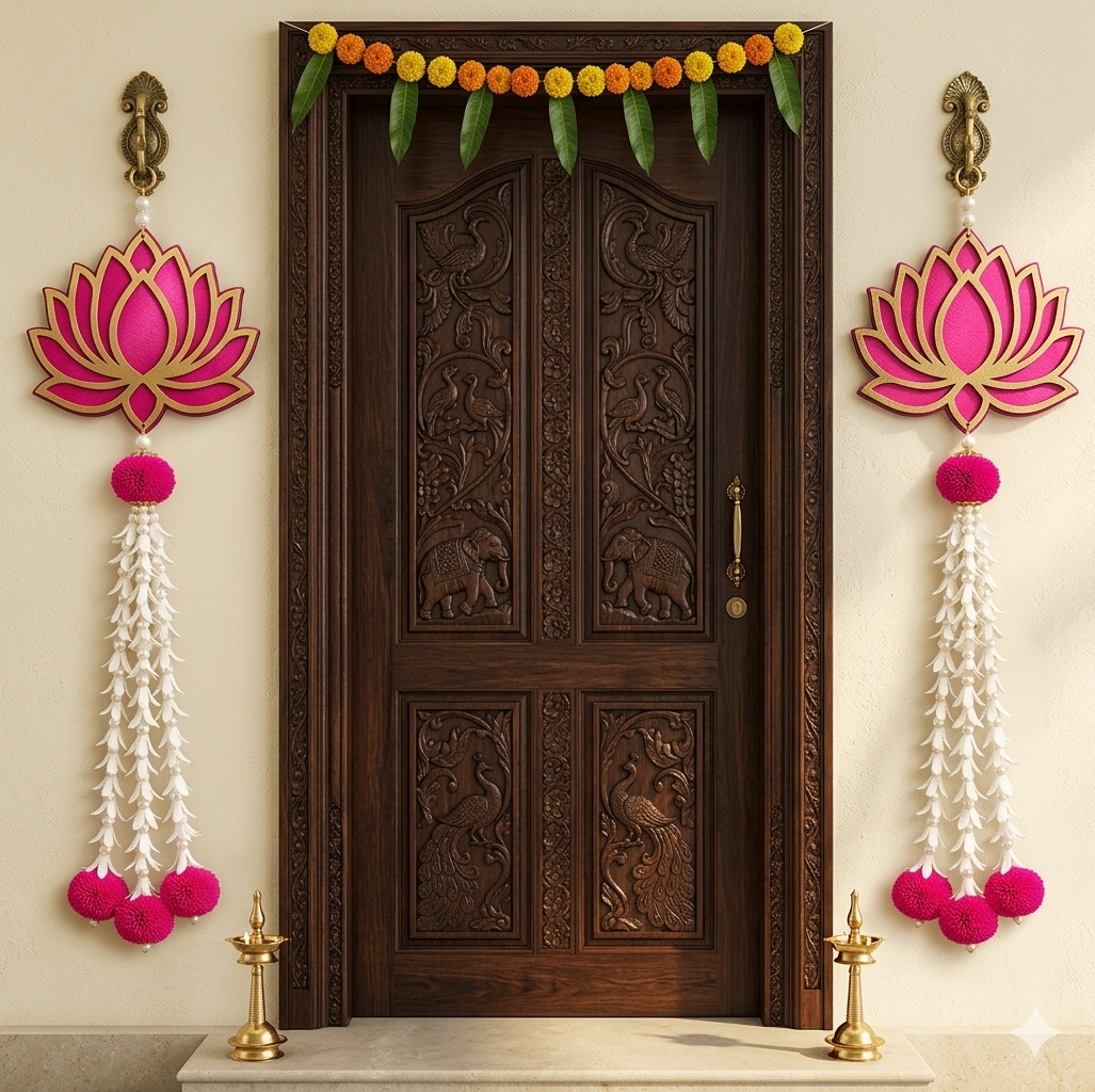Nutts Lotus Hanging Ideal For Temple Wall Decor Adds Spiritual Touch Perfect For Mandir And Pooja Room