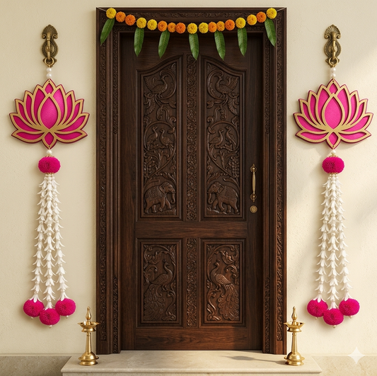 Nutts Lotus Hanging Ideal For Temple Wall Decor Adds Spiritual Touch Perfect For Mandir And Pooja Room