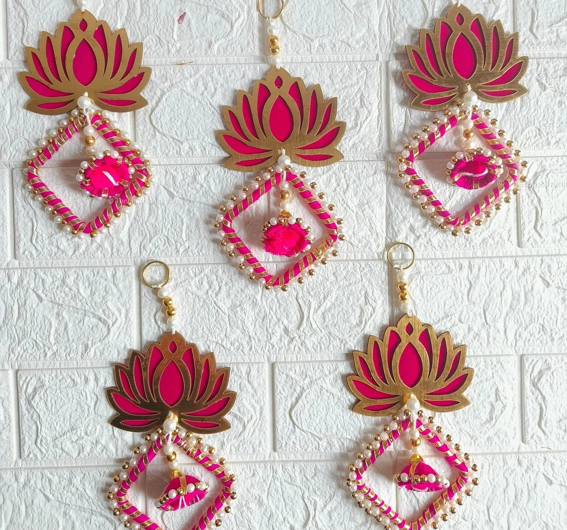 Nutts Lotus Design Hanging Decorative Piece For Home Mandir And Living Room Adds Elegant Touch To Interior Wall Decor Perfect For Spiritual And Festive Decoration