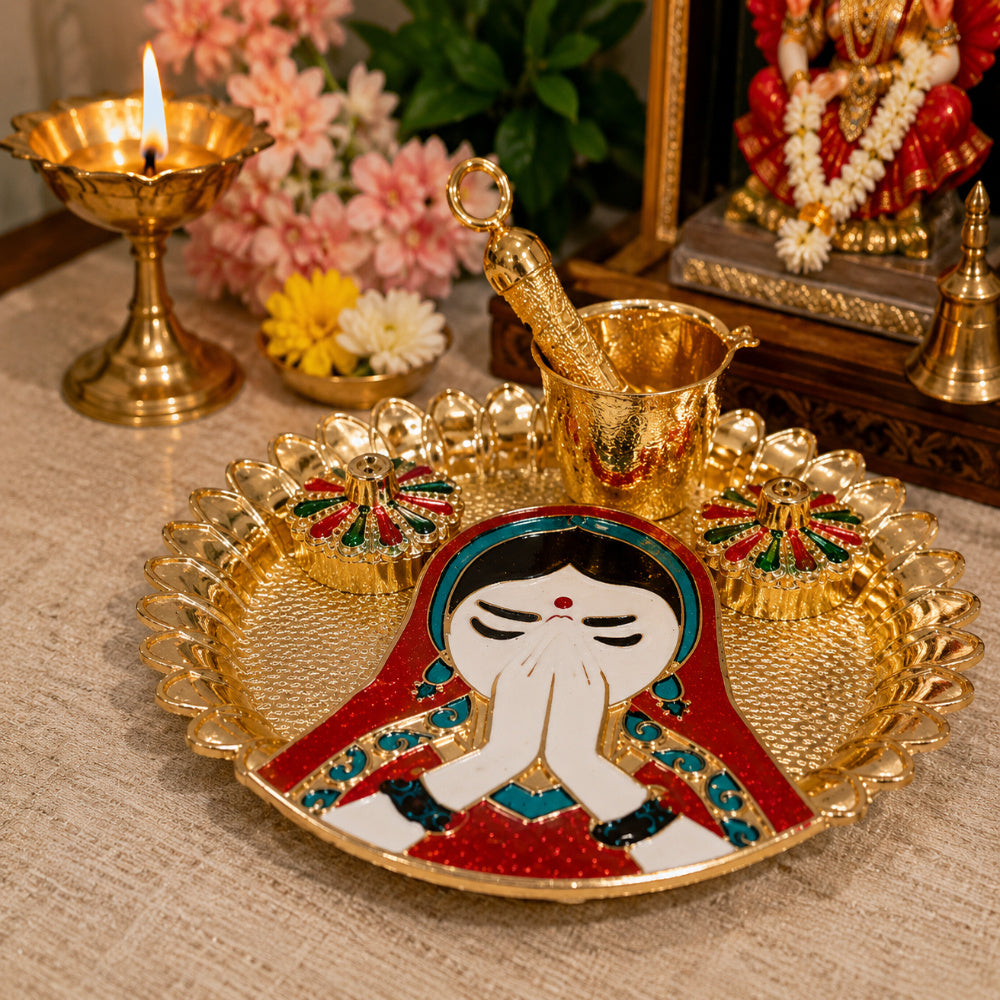 Nutts Decorative Pooja Traditional Religious Festival Worship Elegant Mandir Puja Essentials Diwali Navratri Wedding Home Decor Sacred (PoojaP36-2)
