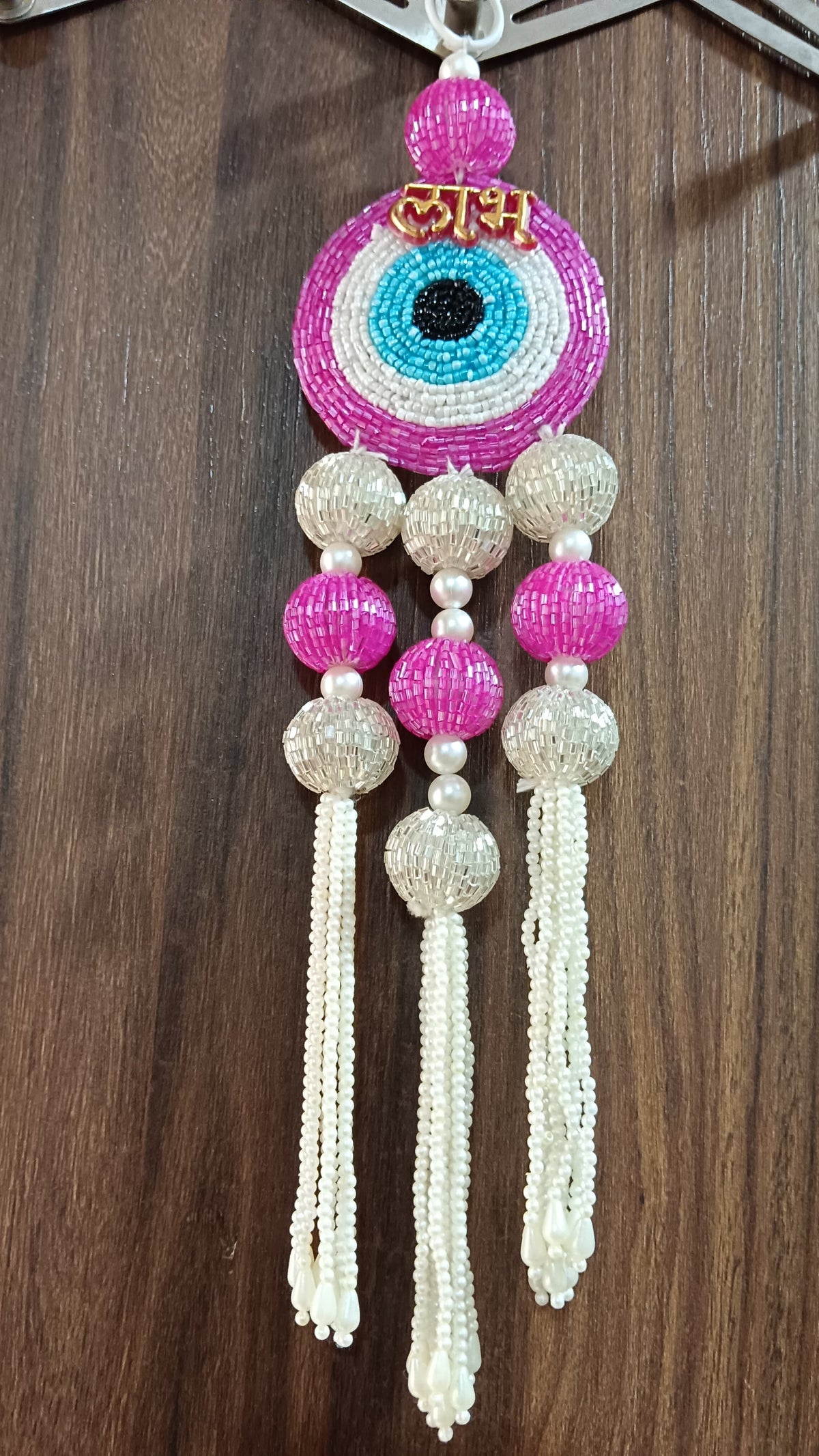 Nutts Evil Eye Shubh Labh Beaded Door Hanging Decorative Toran for Main Entrance Pooja Room Home Office Festival Decor (Pack of 2)