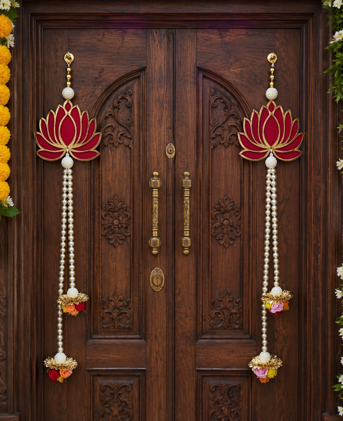 Nutts Lotus Wall Hanging Decorative Accent For Mandir Adds Divine Touch Perfect For Spiritual Home Decor