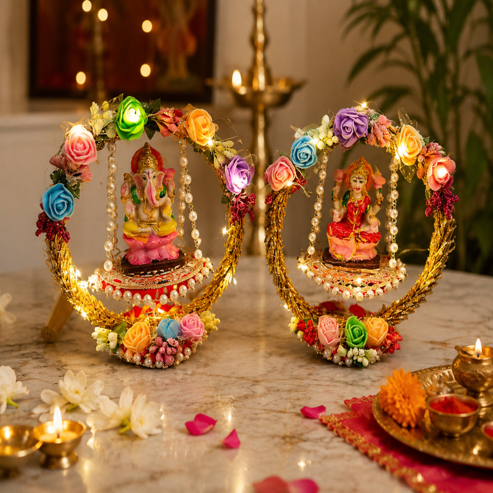 Nutts Royal Wooden God Singhasan Decorative Pooja Mandir Throne Sacred Idol Seat Traditional Temple Home Festival Worship Display Elegant Design (Singhasan50)