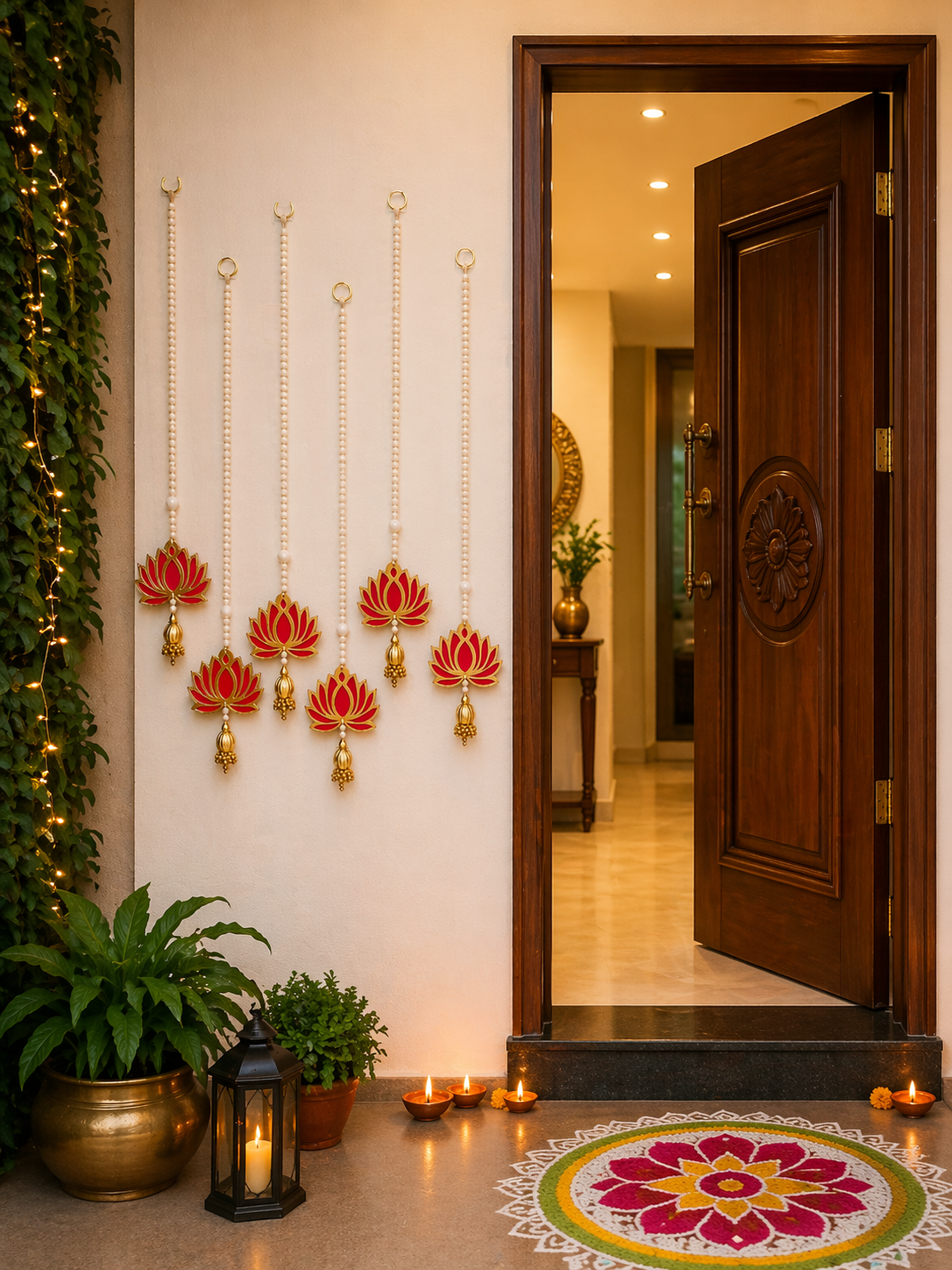 Nutts Lotus Wall Hanging Perfect For Traditional Home Decor Adds Cultural And Spiritual Touch Ideal For Pooja Room Living Room And Festive Decoration