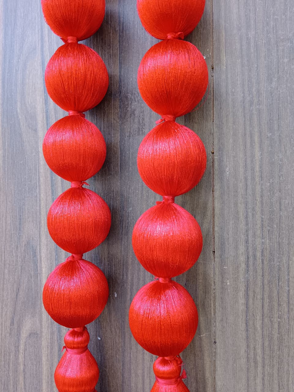 Nutts Handmade Red Thread Ball Tassel Door Hanging Pack of 2 Premium Decorative Main Door Hanging for Home Entrance Pooja Room Wall Decor Festival Decoration (PMPMT39-4 (Red))