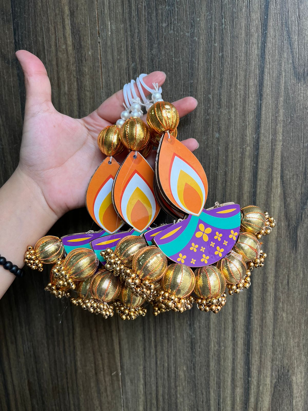 Main Door entrace Wall Hanging,Toran with Diya Gota Ball Hanging Traditional,Wall Hanging and Home Decoration Pack of 6 (SMALL95)