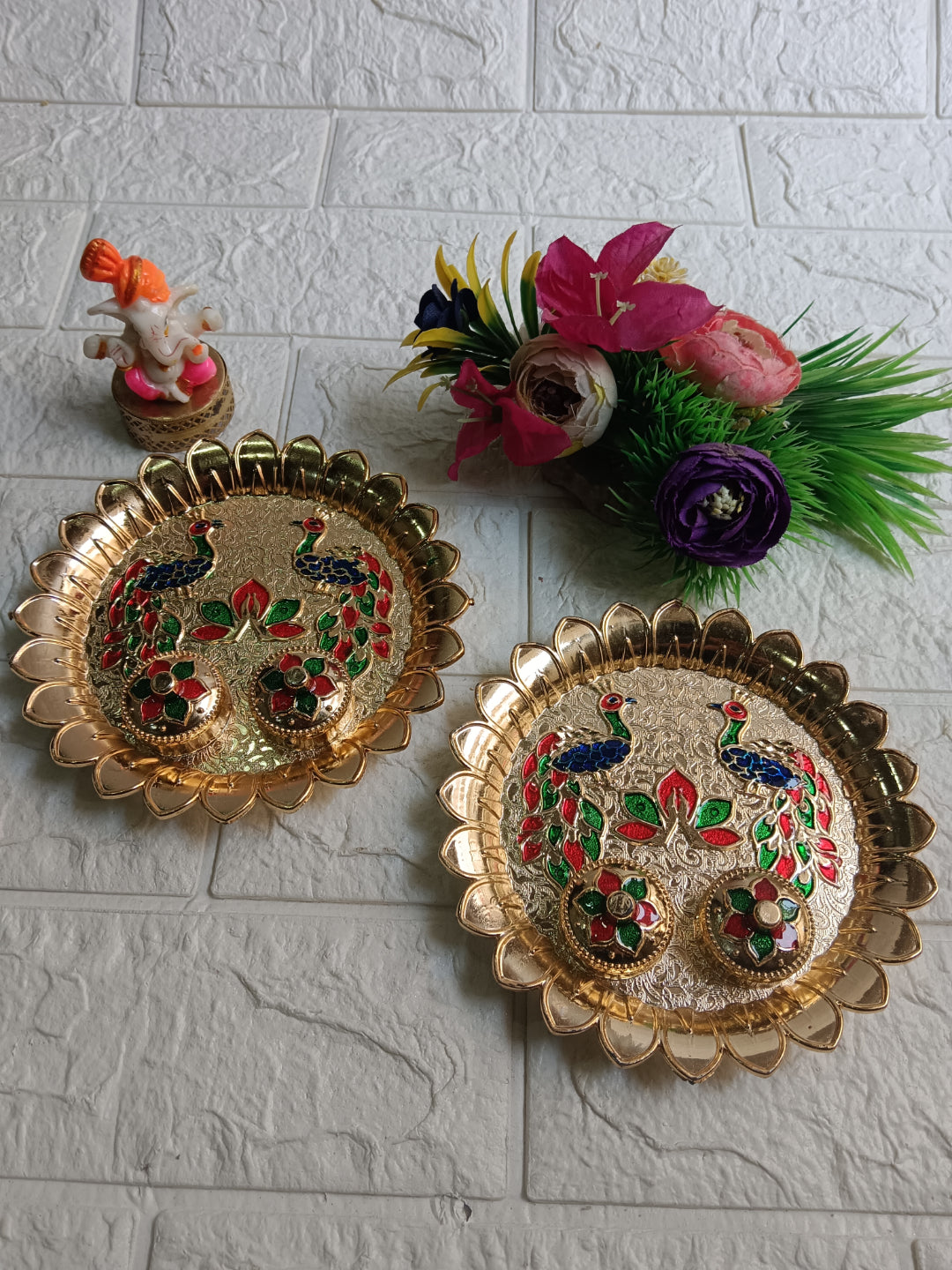 Nutts Decorative Pooja Traditional Religious Festival Worship Elegant Mandir Puja Essentials Diwali Navratri Wedding Home Decor Sacred (PoojaP33-1)