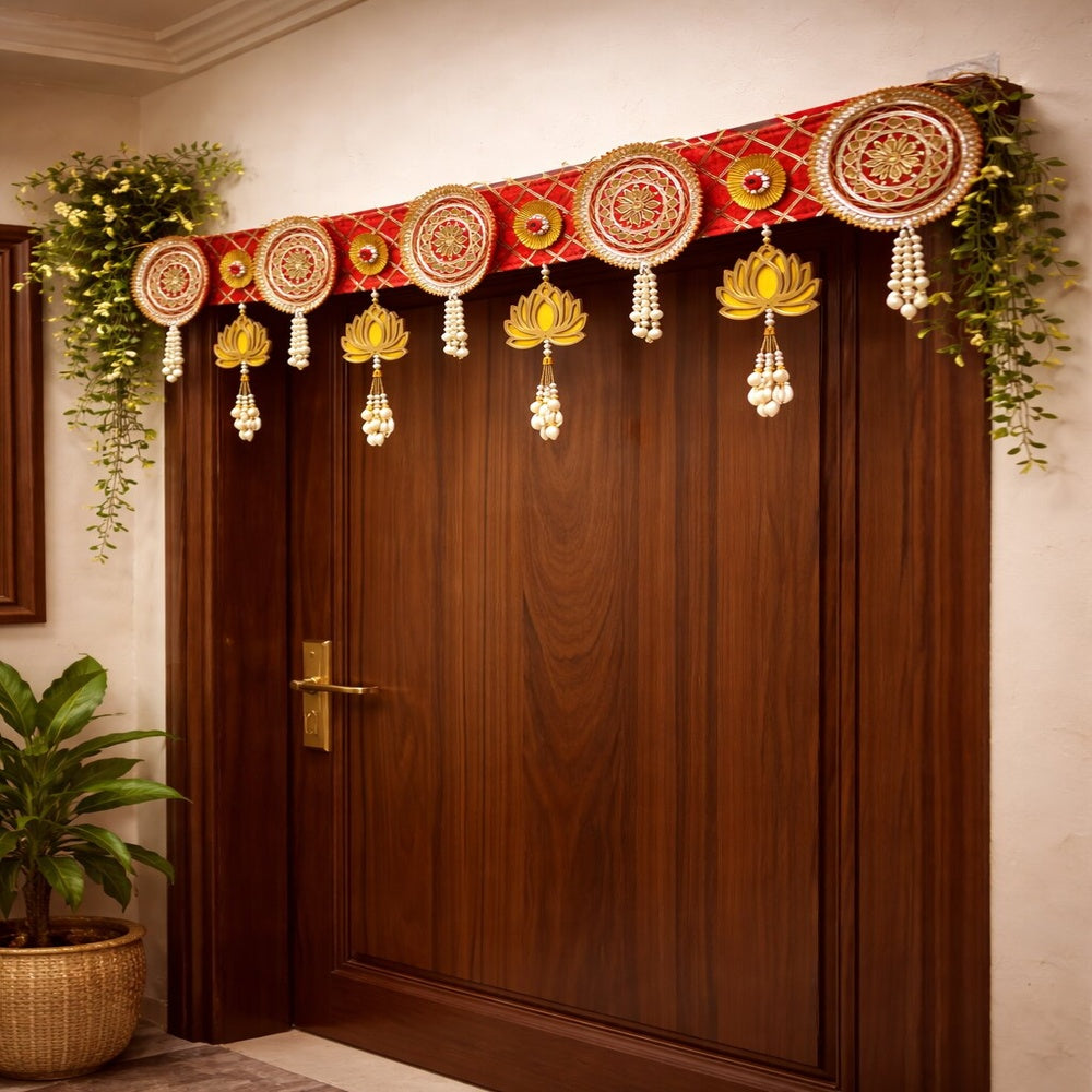 Nutts Decorative Patra MDF Lotus Bandhanwar For Decoration
