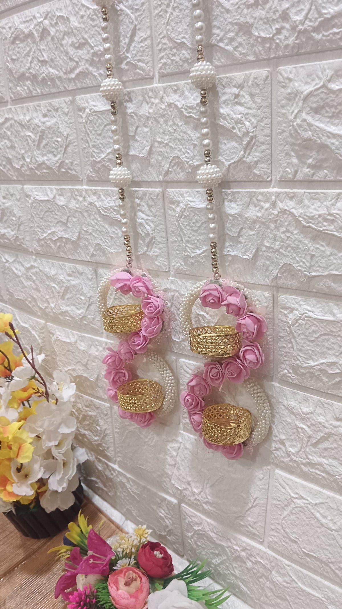Nutts Handmade Mini Rose and Tea Light Toran Decoration Item for Home Décor Diwali Festival, Navratri, Wedding Pack of 2  (SMALL140-1)