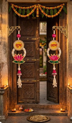 Nutts Handmade Hanging for Home Decorative Wall Hanging | Diwali Festival Pooja Room Entrance Door Pack of 2 (Small186)