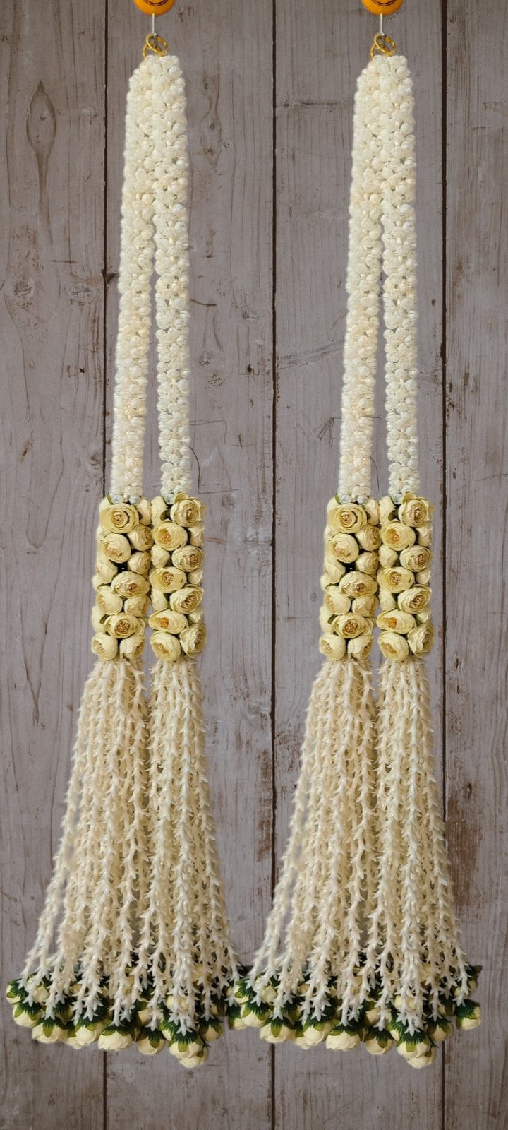 NUTTS Decorative Mogra with Peony Guchha Hanging | Home Decor & Gifting | Handmade Toran Door Hanging | Hanging for Main Door (Design 10) (Pack of 4)(MOGRAH15-1)