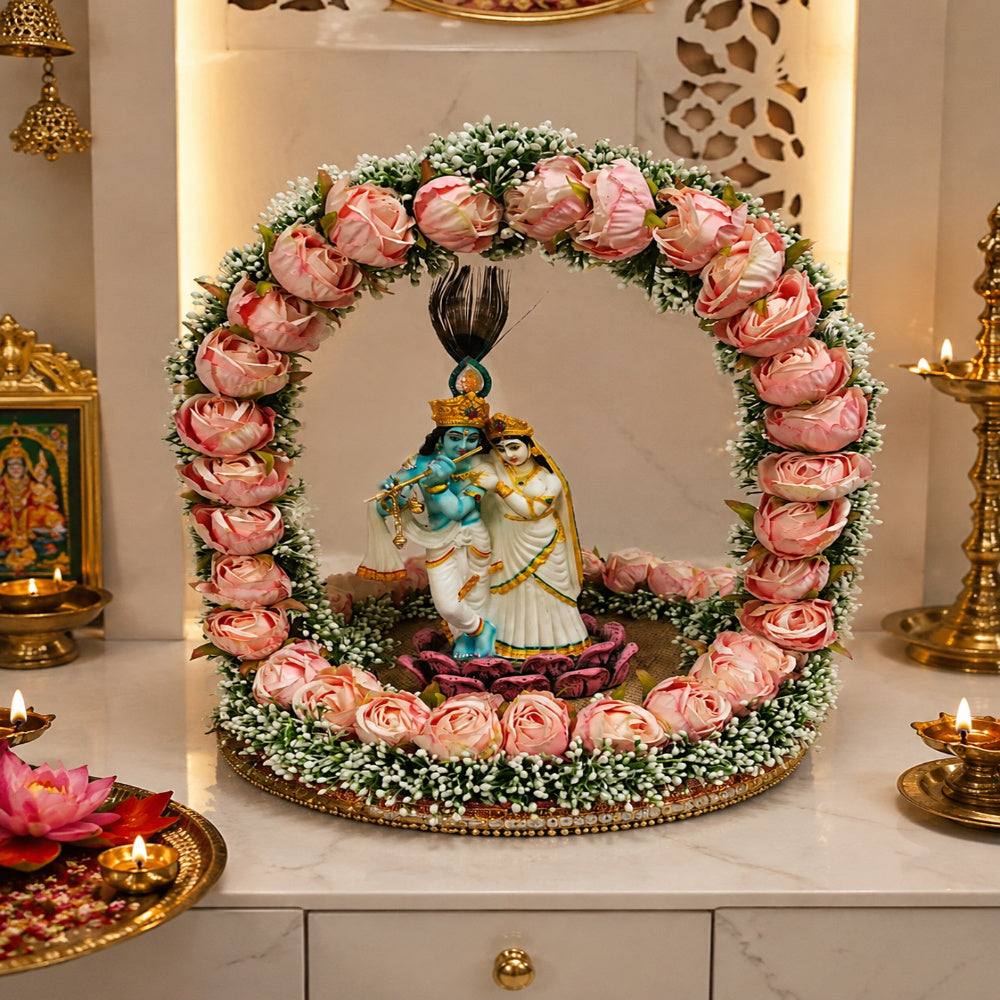 Nutts Royal Wooden God Singhasan Decorative Pooja Mandir Throne Sacred Idol Seat Traditional Temple Home Festival Worship Display Elegant Design (Singhasan35)
