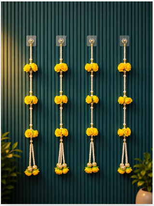 Nutts Handmade Decorative Paper Gajra Hanging | Flower Hanging for Home and Office Decor | Mogra Toran for Decoration (FlowerH35)