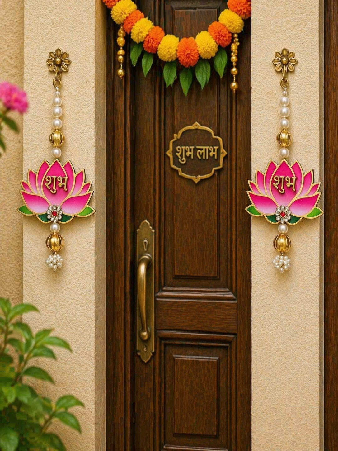 Nutts Lotus Wall Hanging Decorative Piece Ideal For Pooja And Mandir Use Enhances Spiritual Decor With Elegant Lotus Design