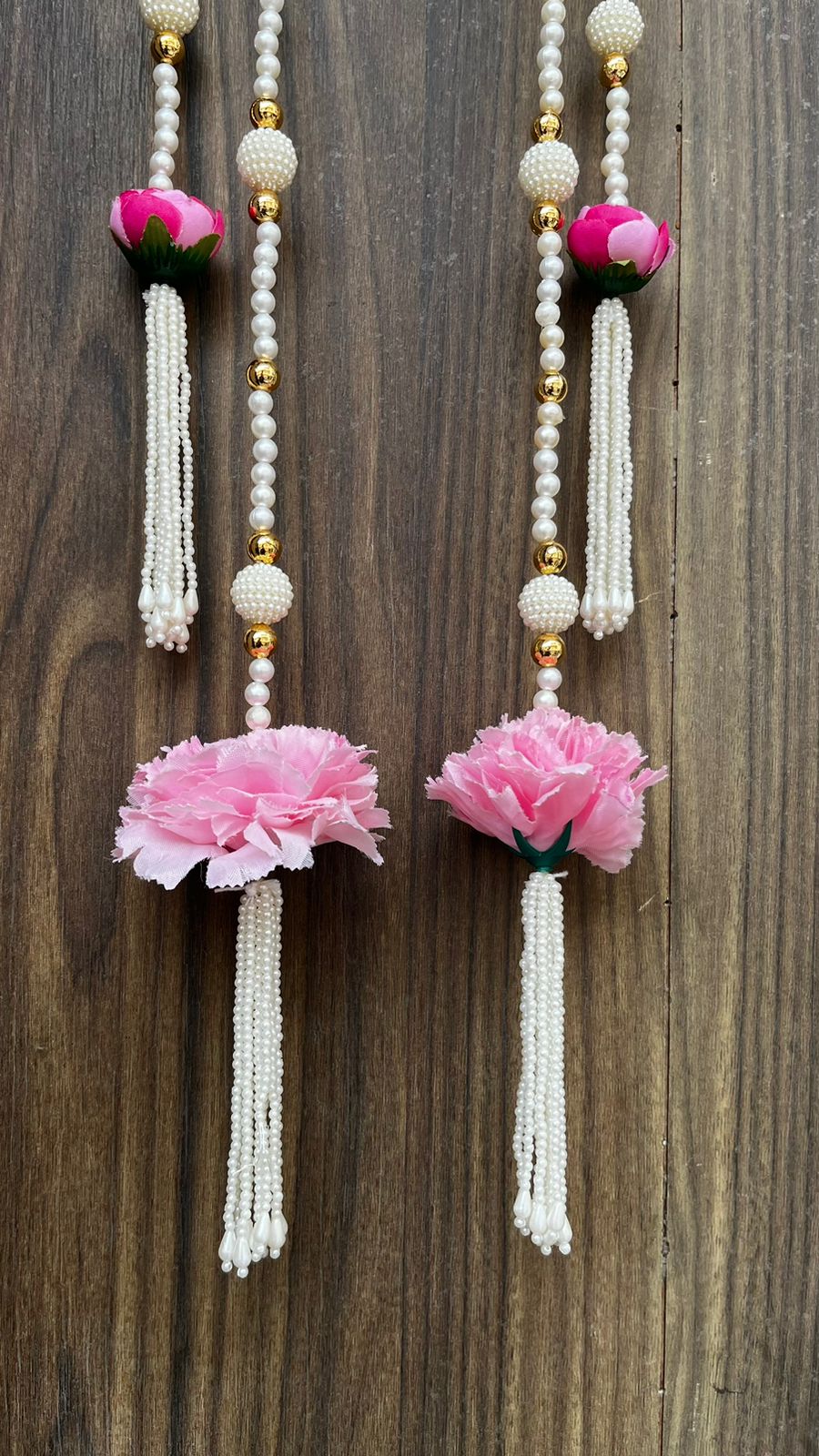 Nutts Handmade Peony Flower Hanging Home Decorative | Beads Temple Wedding Festival Decoration Wall Hanging Pack of 2 (SMALL100-1)
