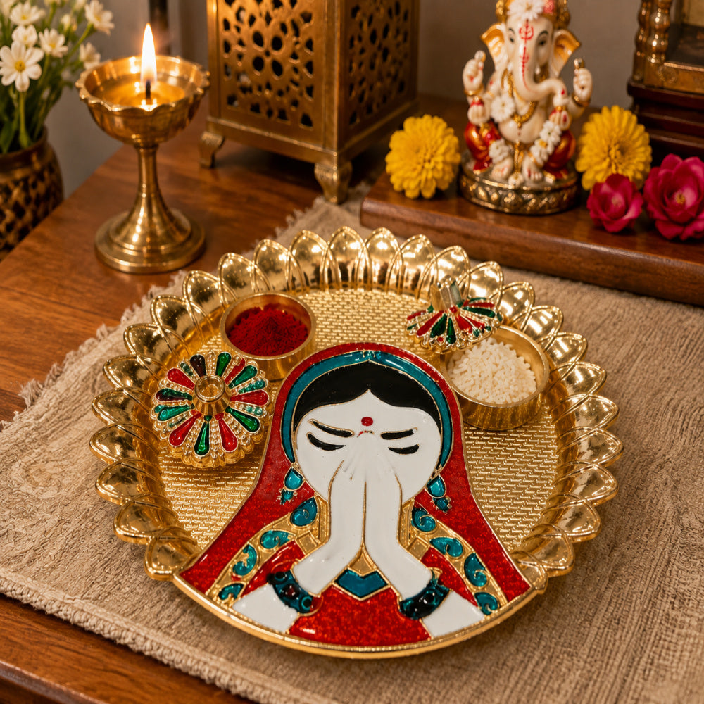 Nutts Decorative Pooja Traditional Religious Festival Worship Elegant Mandir Puja Essentials Diwali Navratri Wedding Home Decor Sacred (PoojaP36-3)