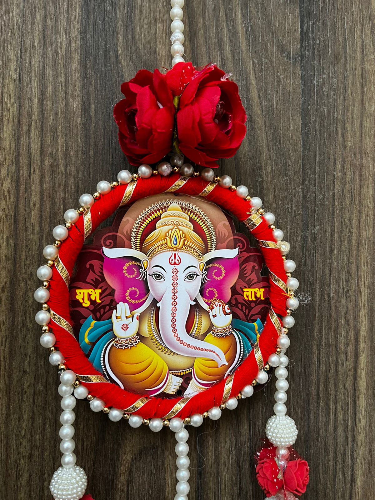 MDF Ganesh Ji Latkan & Moti Chudi Hanging, for Diwali Decoration, Home Decoration and All Festival Decor Pack of 2 (SMALL142)