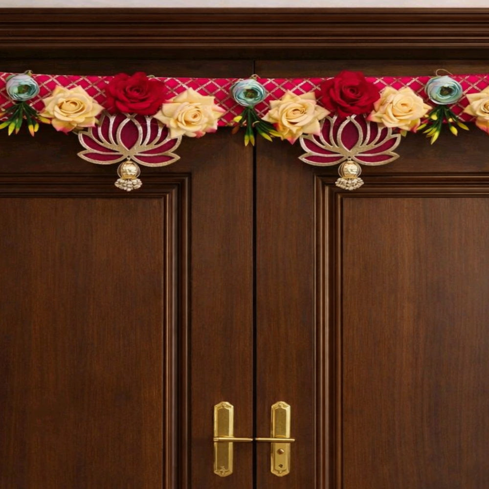 Nutts Decorative MDF Lotus Flower Bandhanwar For Festive Occasional Decor