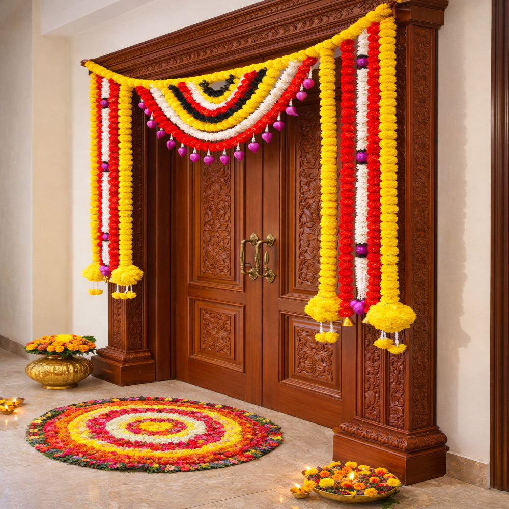 Nutts Handmade Decorative Marigold Paper Gajra Lotus Buds Bandhanwar For Events Decor Main Door Decoration