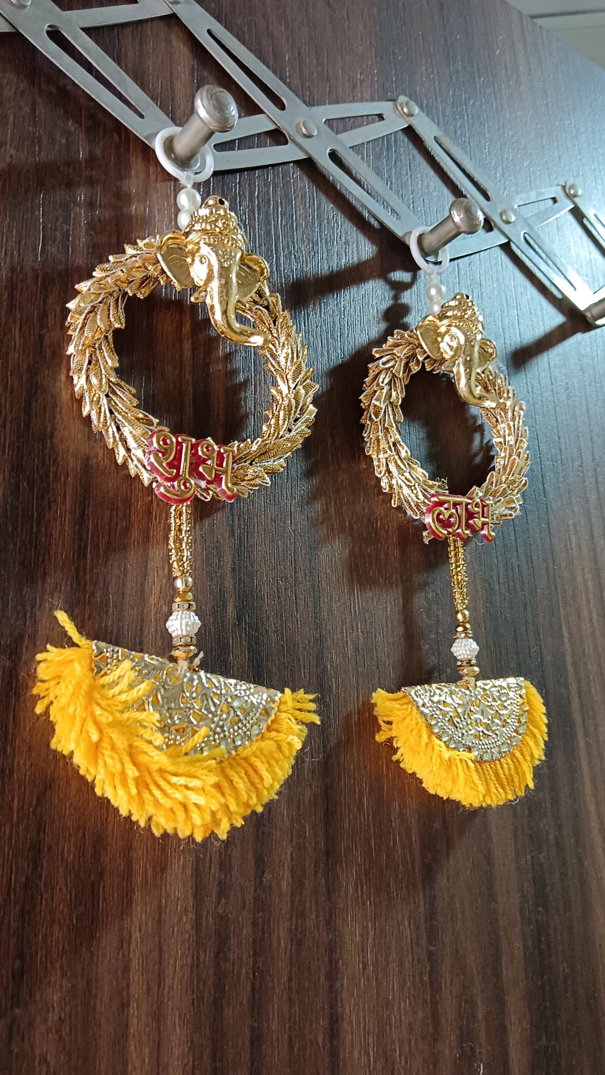 Subh Labh Woolen Latkan Small Hanging, for Diwali Decoration, Home Decoration and All Festival Decor (Pack of 2)