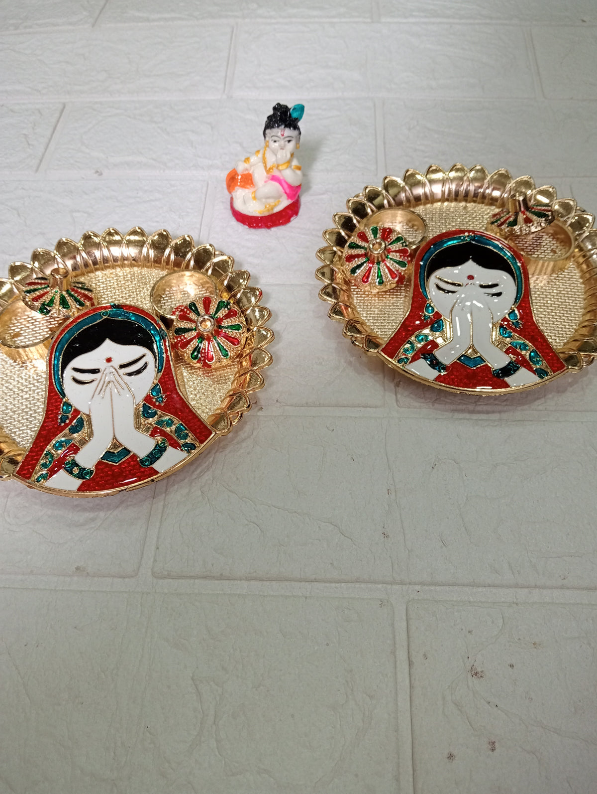 Nutts Decorative Pooja Traditional Religious Festival Worship Elegant Mandir Puja Essentials Diwali Navratri Wedding Home Decor Sacred (PoojaP36-1)