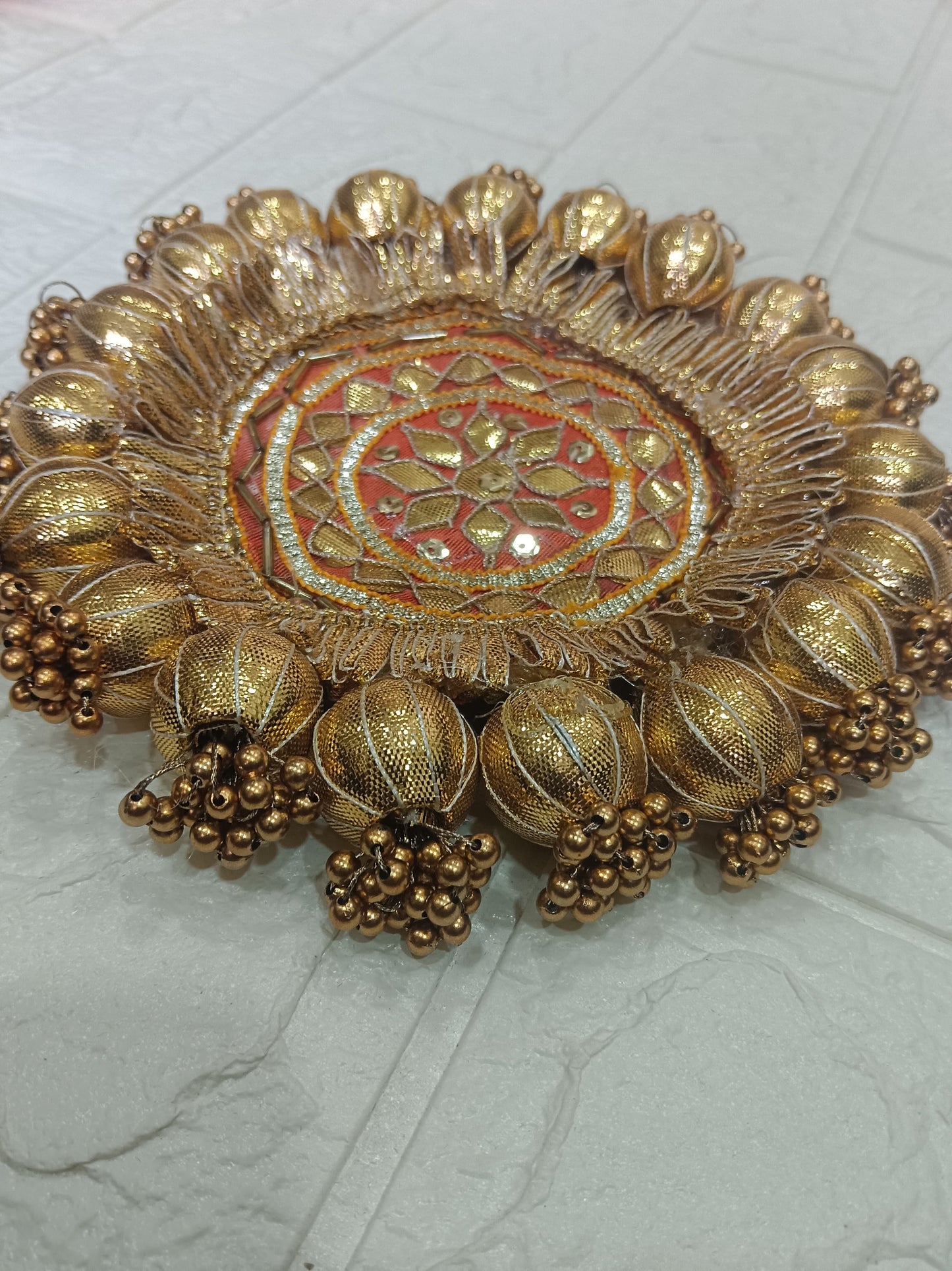 Nutts Decorative Traditional Pooja Thali Elegant Festival Prayer Plate for Home Temple Daily Worship Religious Rituals Festive Decoration (PoojaP03-1)