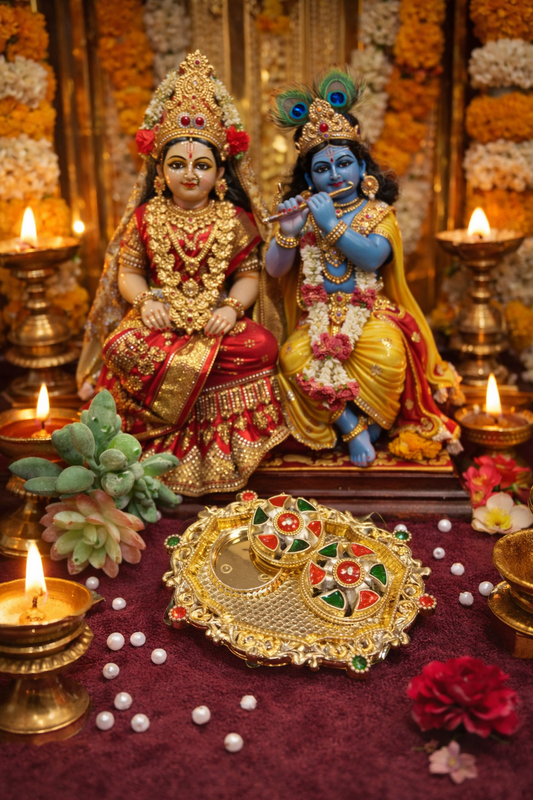 Nutts Traditional Decorative Pooja Thali for Daily Worship Festival Rituals Temple Home Mandir Spiritual Ceremonies Elegant Handmade(Pack Of 1) (PoojaP41)