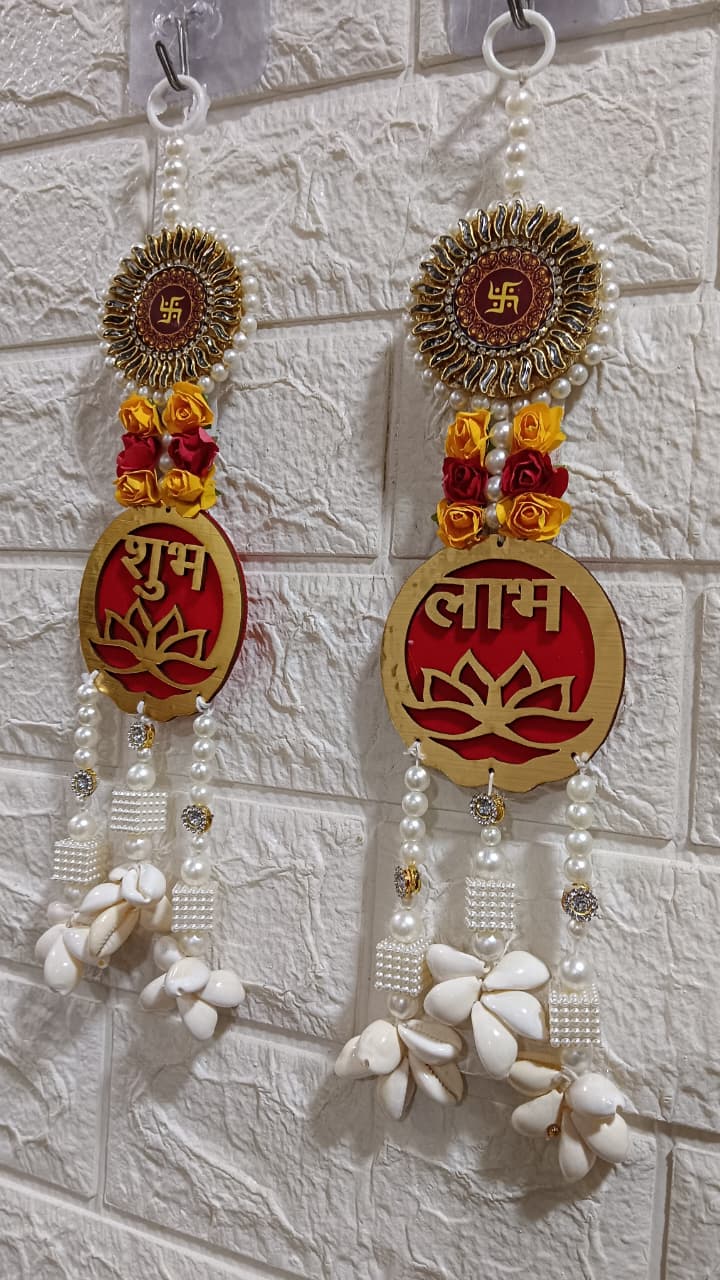 Nutts Traditional Decorative Shubh Labh Satiya Wall Hanging | Wall Hanging for Main Door | Garland Perfect for Home Decor | Enhance Your Space with Graceful Touches Pack of 2 (SMALL158)