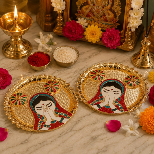 Nutts Decorative Pooja Traditional Religious Festival Worship Elegant Mandir Puja Essentials Diwali Navratri Wedding Home Decor Sacred (PoojaP36-4)