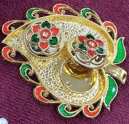 Nutts Decorative Pooja Thali Haldi kumkum Chandan Holder Plate Gift (PoojaP21-3)
