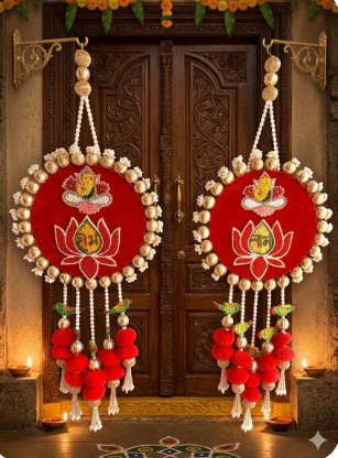 Nutts Handmade Hanging for Home Decorative Wall Hanging | Diwali Festival Pooja Room Entrance Door Pack of 2 (Small187)