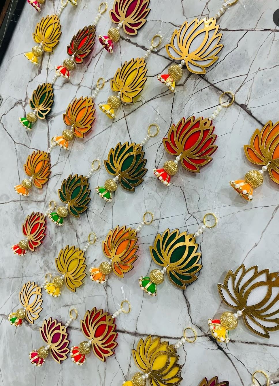 Nutts Handmade MDF Lotus Festival Hanging Decor | Traditional Decorative Hanging for Home Temple Festival Decoration Wall Hanging