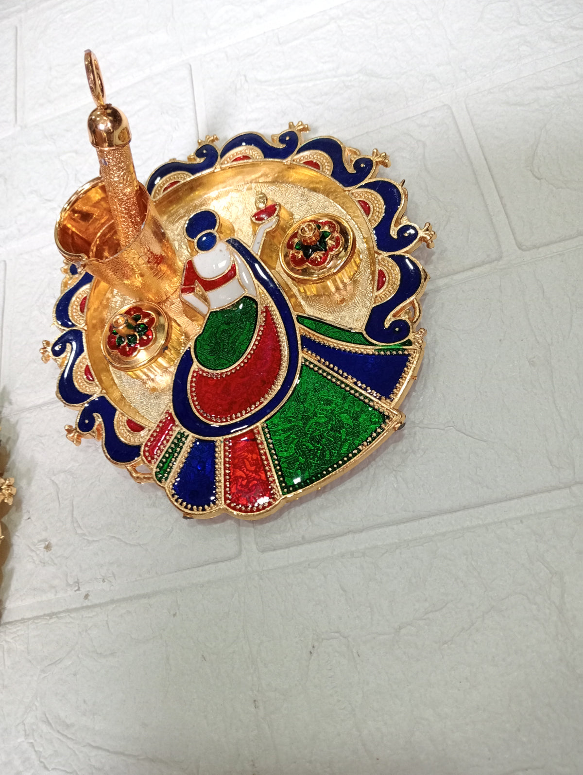 Nutts Decorative Traditional Pooja Thali for Daily Worship Festival Celebration Temple Home Mandir Diwali Navratri Karwa Chauth Elegant Prayer (PoojaP35-2)