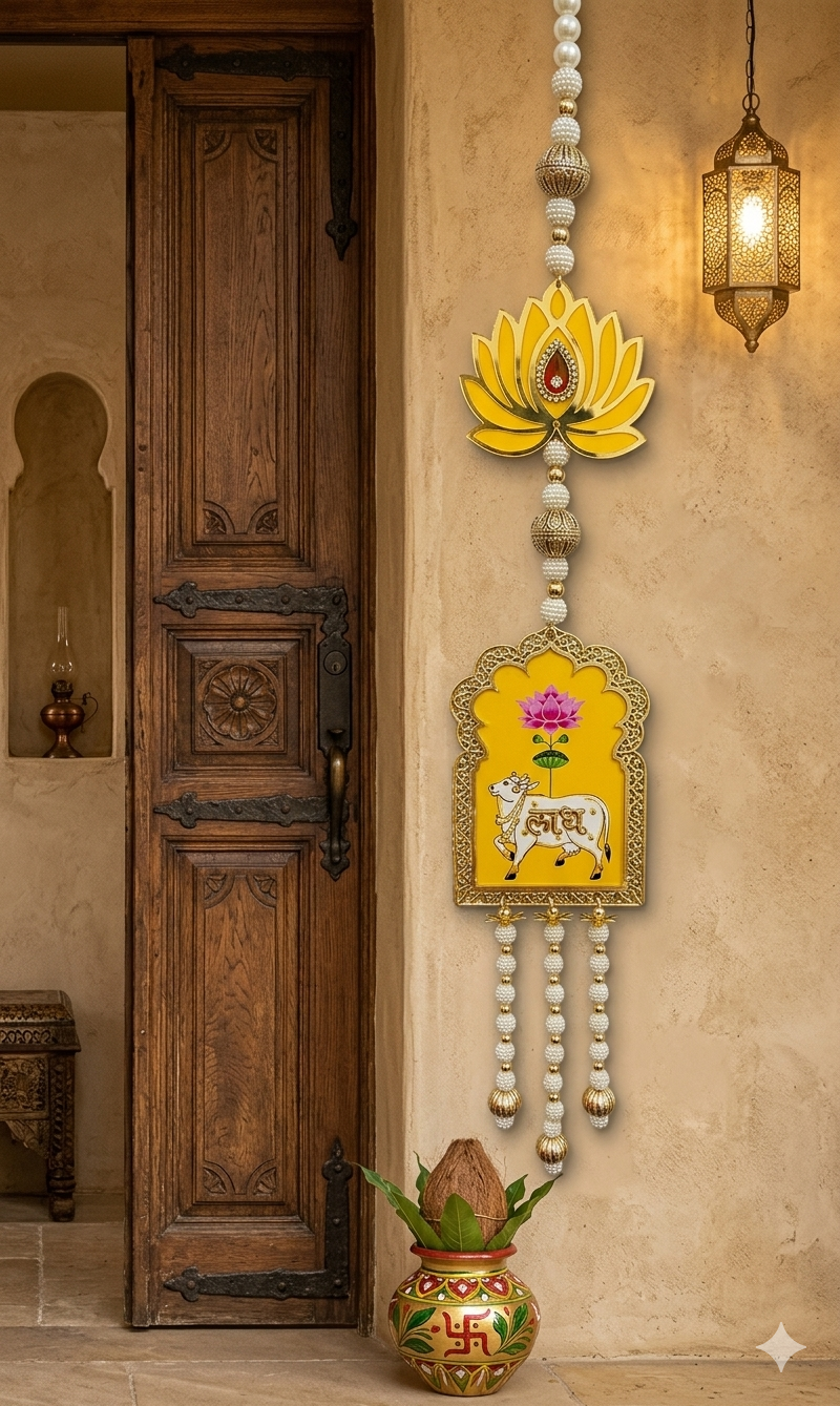 Nutts Lotus Hanging Beautiful Wall Decor For Pooja Room And Mandir Perfect For Home Decoration Creates Peaceful Ambiance With Artistic Lotus Design And Stylish Finish