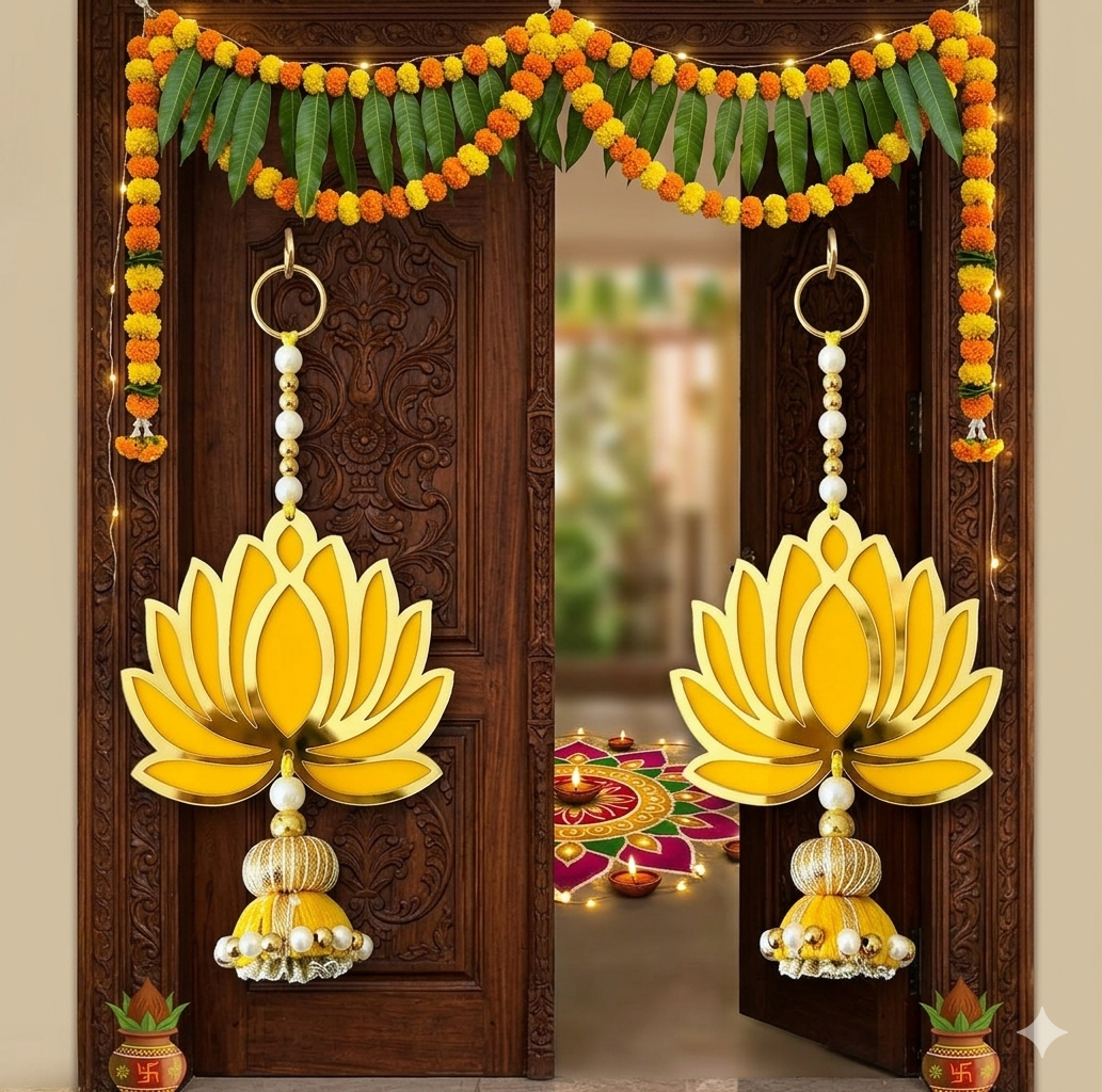 Nutts Lotus Wall Hanging Ideal For Sacred Space Decoration Adds Divine And Elegant Touch Perfect For Pooja Room Temple And Spiritual Home Decor
