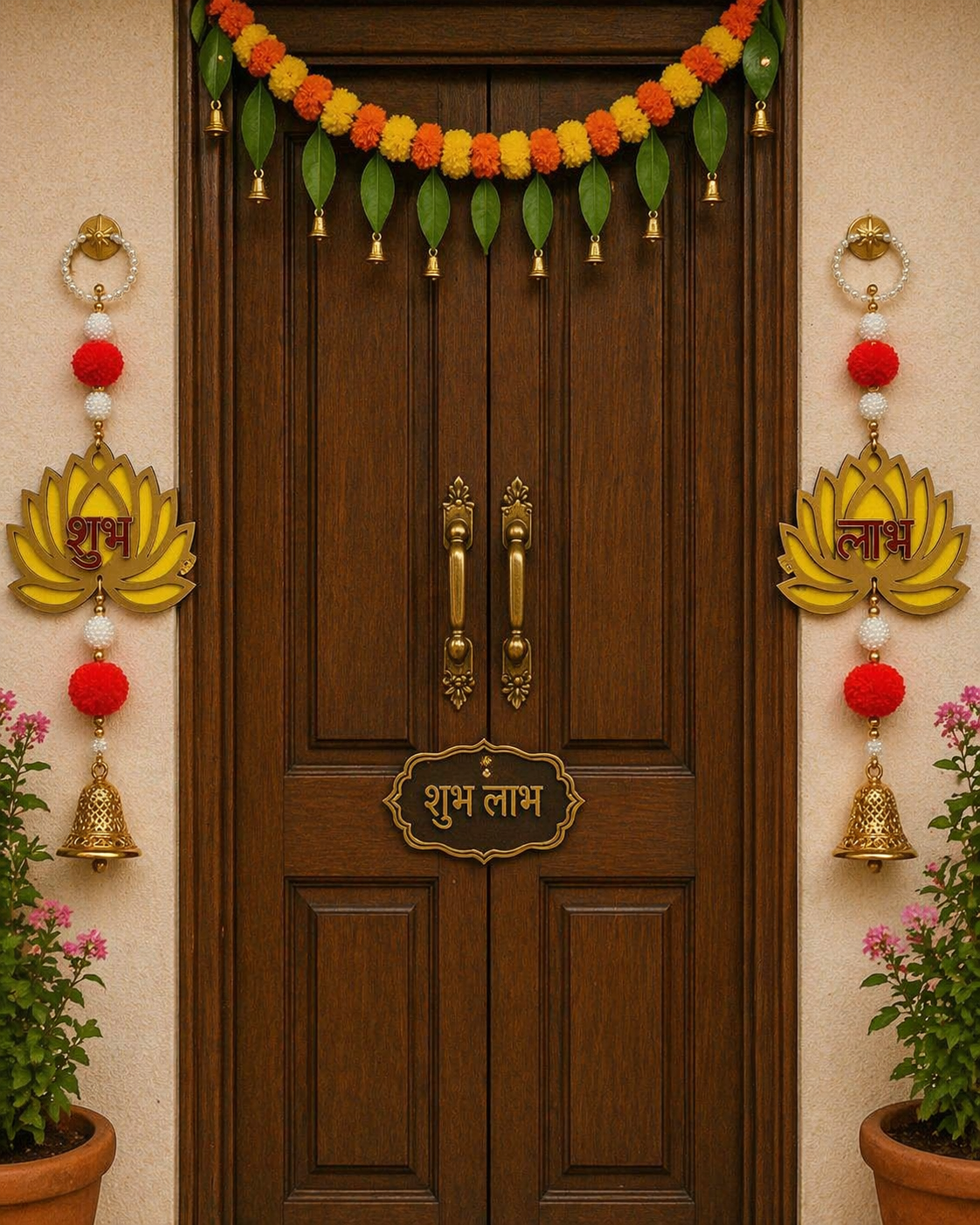 Nutts Lotus Hanging Perfect For Traditional Wall Decor Adds Cultural Element Ideal For Home Temple And Festive Decoration