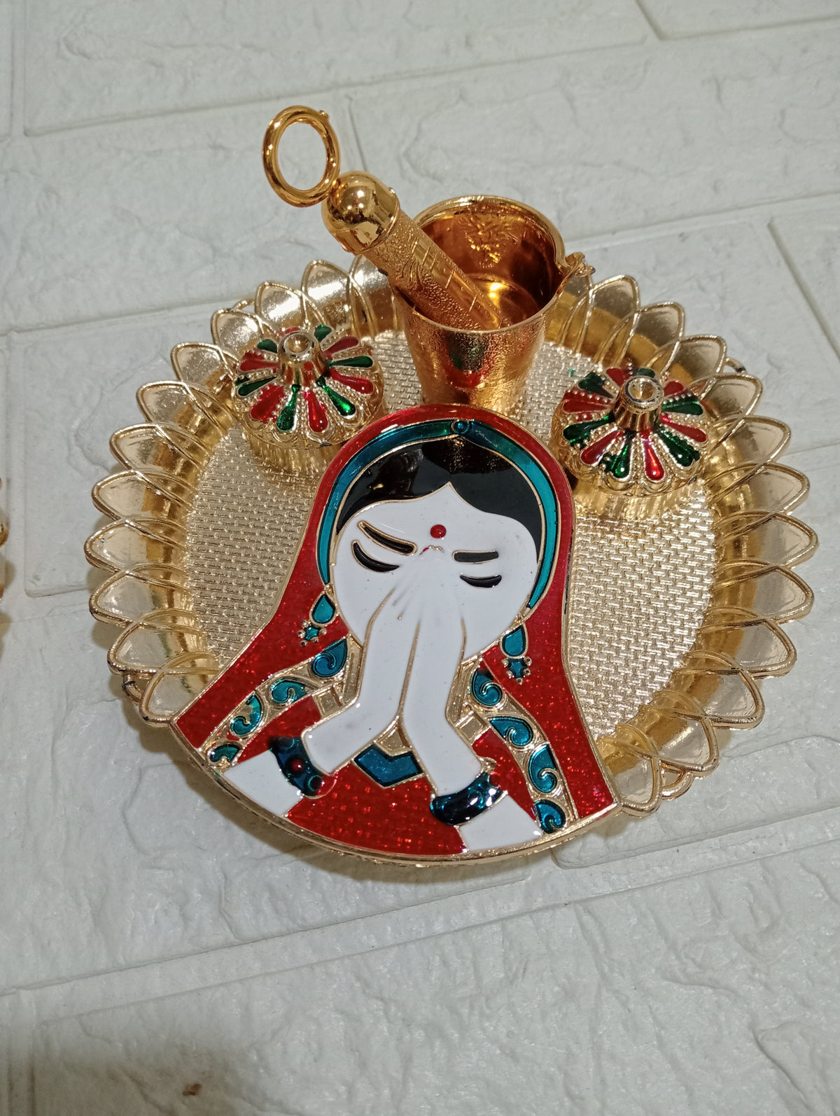 Nutts Decorative Pooja Traditional Religious Festival Worship Elegant Mandir Puja Essentials Diwali Navratri Wedding Home Decor Sacred (PoojaP36-2)