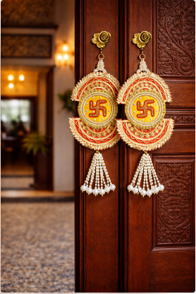 Nutts Decorative Satiya Patra Latkan Wall Hanging | Home Decor & Gifting | Handmade Toran Door Hanging | Hanging for Main Door (Pack of 2)