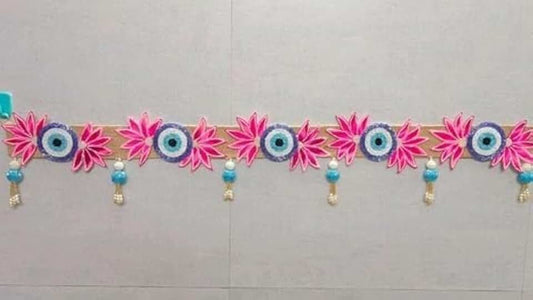 Handmade Lotus Evil Eye with Gota Ball Latkan Bandhanwar | Decorative Hanging Wedding | Home | Office & All Festivals is Very Useful(BDHW319)