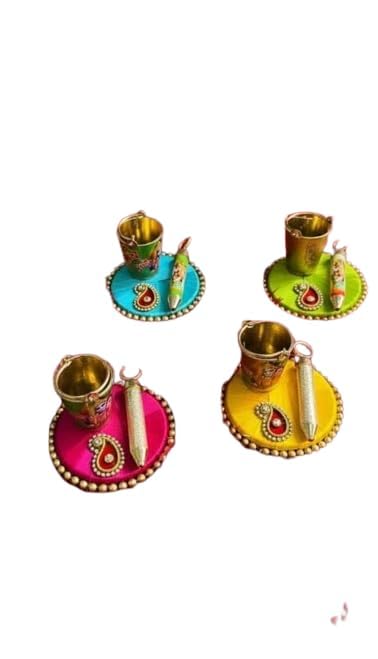 Sellplus Traditional Decorative Holi Platter With Bucket Decorative Holi for Festival Celebration (HOLIPLATE-45)