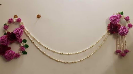 Artificial Mini Flower & Moti Chudi, White Beads Bandhanwar/Garlands Handmade Door Entrance Hanging Home Traditional/Wall Decoration Diwali| Artificial Flower