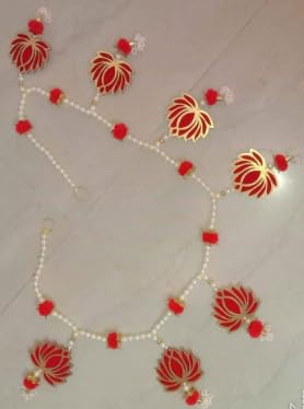 SellPlus Traditional Decorative Pom Pom Lotus Moti Bandhnawar | Decorative for Home and All Festival Bandhanwar | Main Door Decorative for Special Occasions Decor (BDHW522)