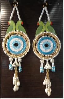 Nutts Handmade Evil Eye Twin Parrot Moti Chudi atkan Hanging for Home and Office Decoration (EvilEyeH-02-5)