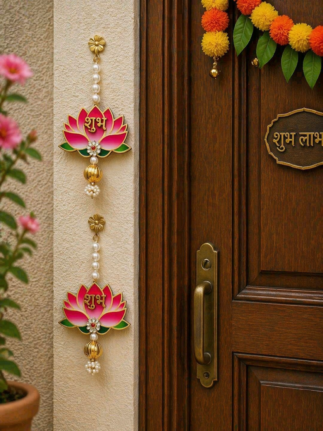 Nutts Lotus Wall Hanging Decorative Piece Ideal For Pooja And Mandir Use Enhances Spiritual Decor With Elegant Lotus Design