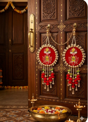 Nutts Handmade Hanging for Home Decorative Wall Hanging | Diwali Festival Pooja Room Entrance Door Pack of 2 (Small187)